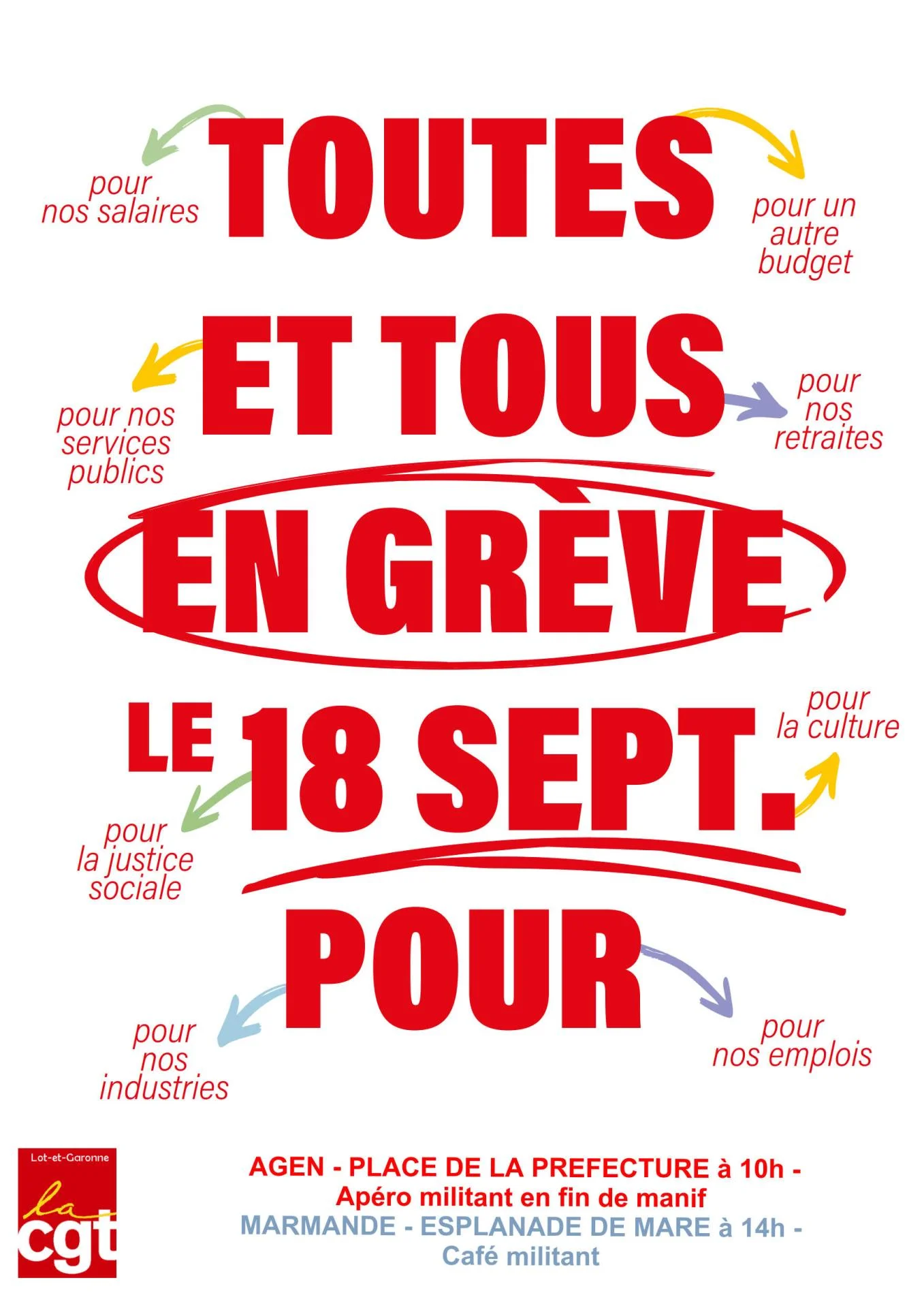 TOUTES ET TOUS EN GREVE LE 18 SEPTEMBRE