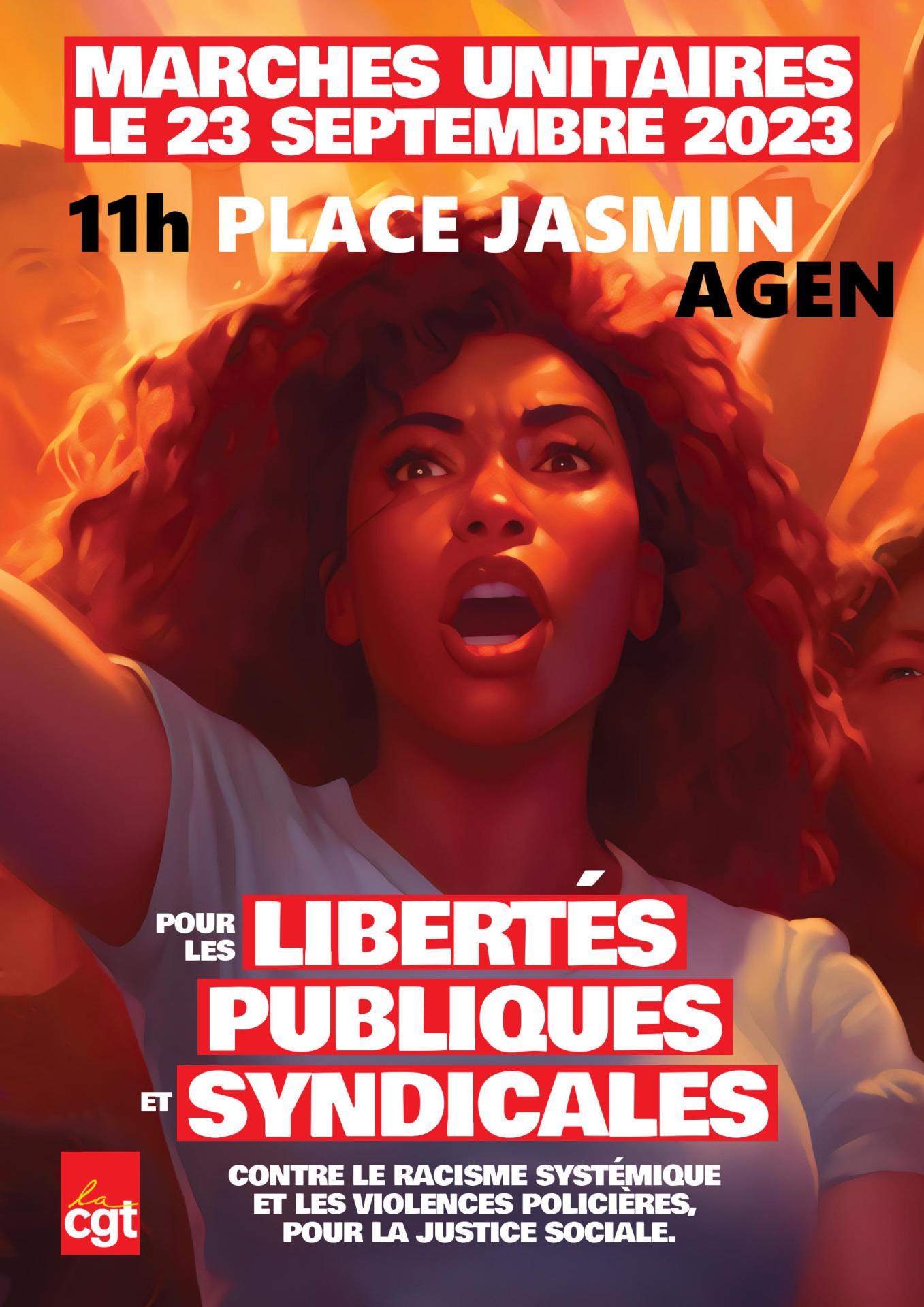 Marche  pour les libertés publiques et syndicales : 23.9 à AGEN