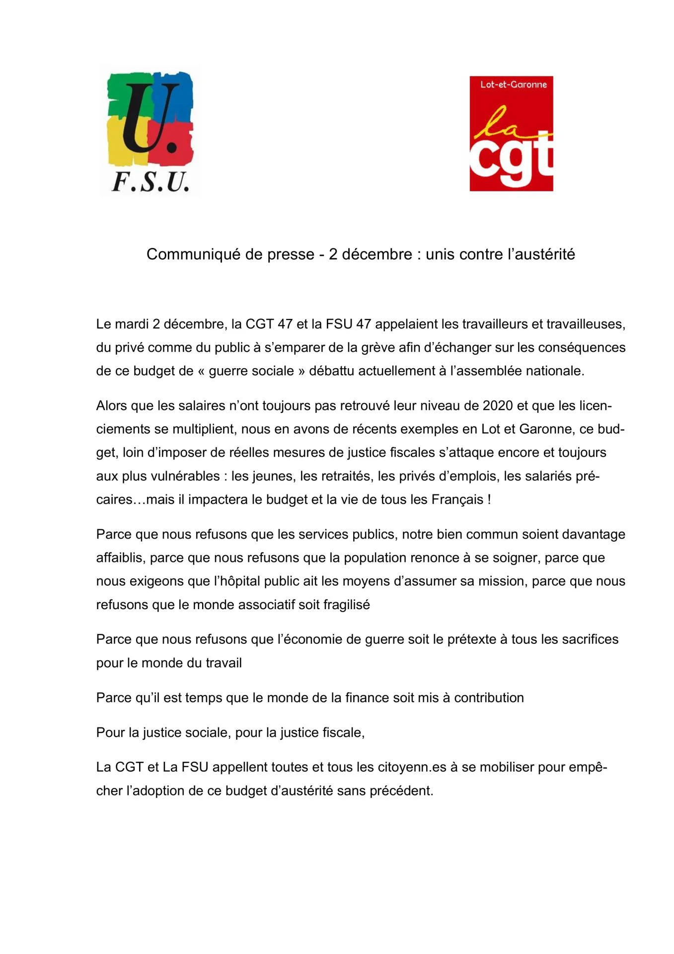 Enterrons ce budget des horreurs !